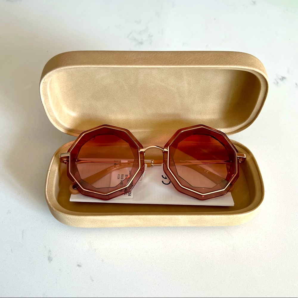 Chloe Caite 52 mm Geometric sunglasses, rose gold, new in packaging